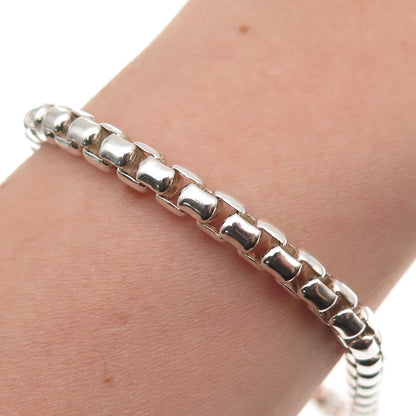 925 Sterling Silver Vintage Round Box Link Bracelet 6.75"