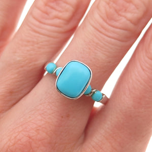 925 Sterling Silver Real Sleeping Beauty Turquoise Ring Size 8