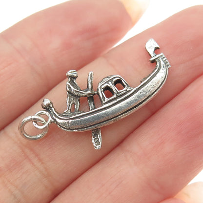 835 Silver Vintage Venetian Gondola 3D Pendant