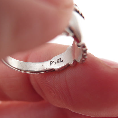 Peter Stone 925 Sterling Silver Vintage Irish Claddagh Oxidized Ring Size 4