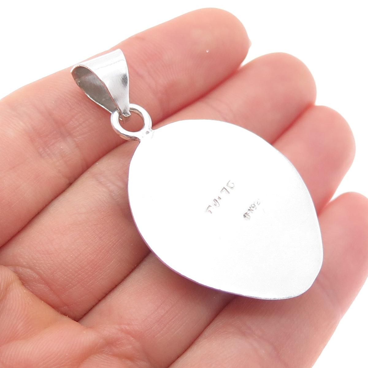 925 Sterling Silver Vintage Mexico Real MOP Modernist Charm Pendant