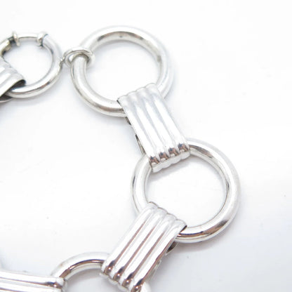 925 Sterling Silver Vintage Round & Bar Link Bracelet 7.25"