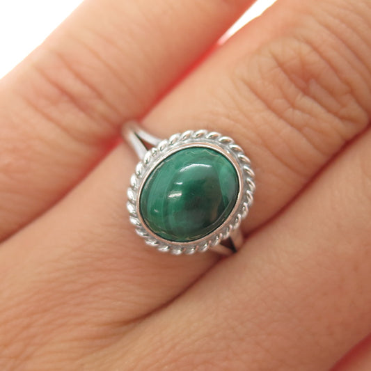 ROBERT PLATERO NAVAJO Old Pawn 925 Sterling Silver Vintage Malachite Ring Size 6