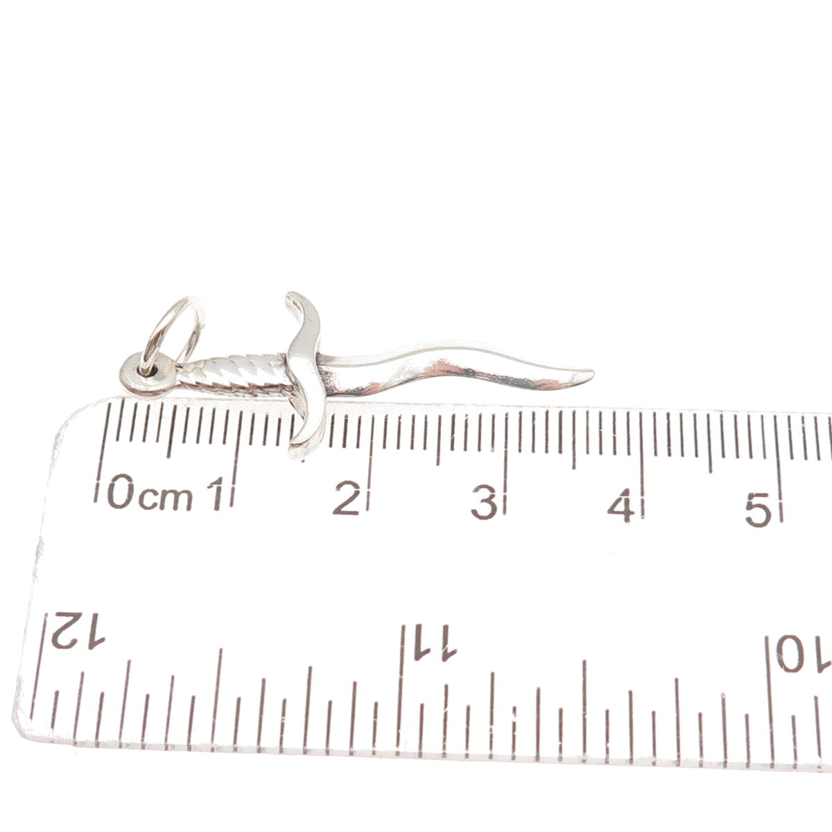 925 Sterling Silver Vintage Dagger Oxidized Charm Pendant