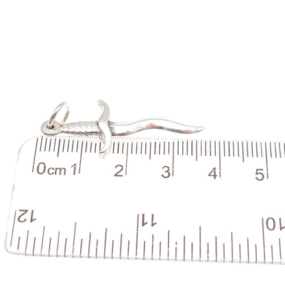 925 Sterling Silver Vintage Dagger Oxidized Charm Pendant