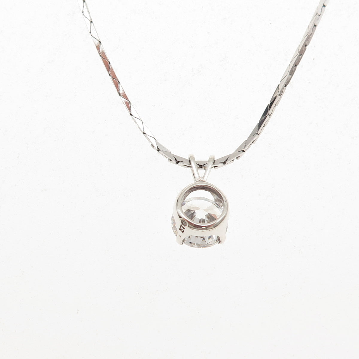 Diadema 925 Sterling Silver Vintage Round-Cut C Z Chain Necklace 16"