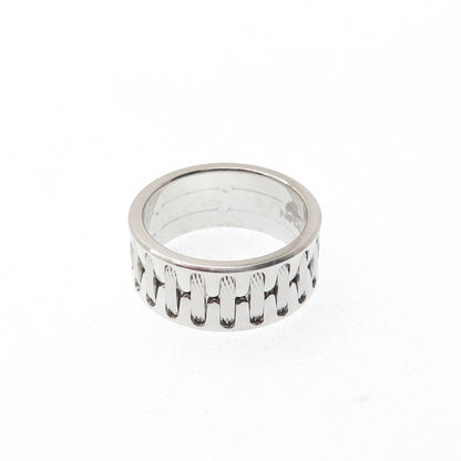 NEOS 925 Sterling Silver Textured Sewing Stitches Band Ring Size 8.25