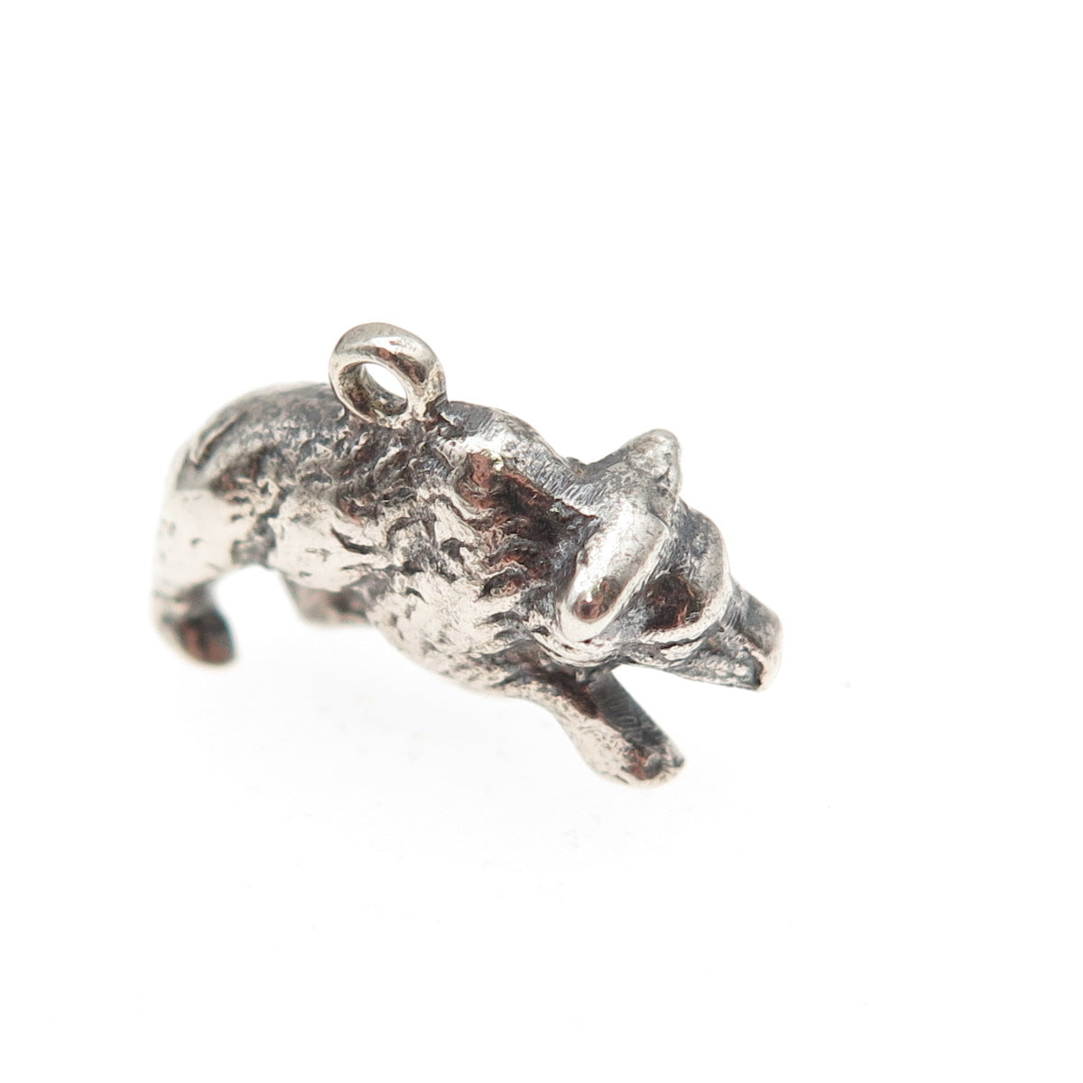 925 Sterling Silver Vintage Bear Oxidized 3D Mini Charm Pendant