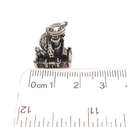 Walt Disney 925 Sterling Silver Vintage Cinderella Castle 3D Charm Pendant