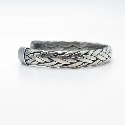 925 Sterling Silver Vintage Wheat Adjustable Cuff Bracelet 7.5”