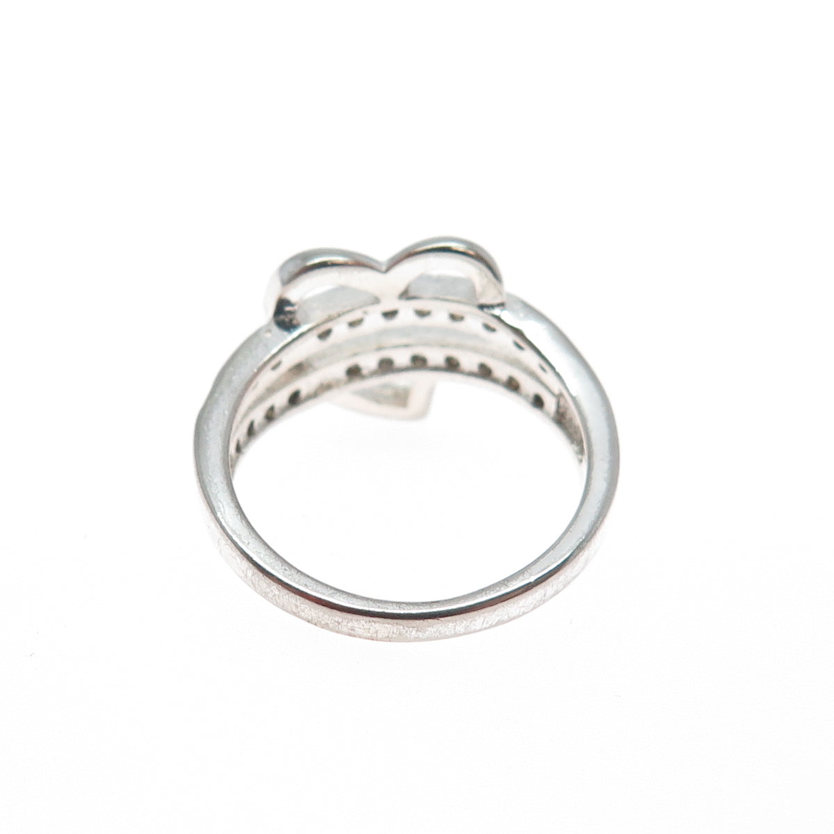 925 Sterling Silver Round-Cut C Z Heart Ring Size 5.75
