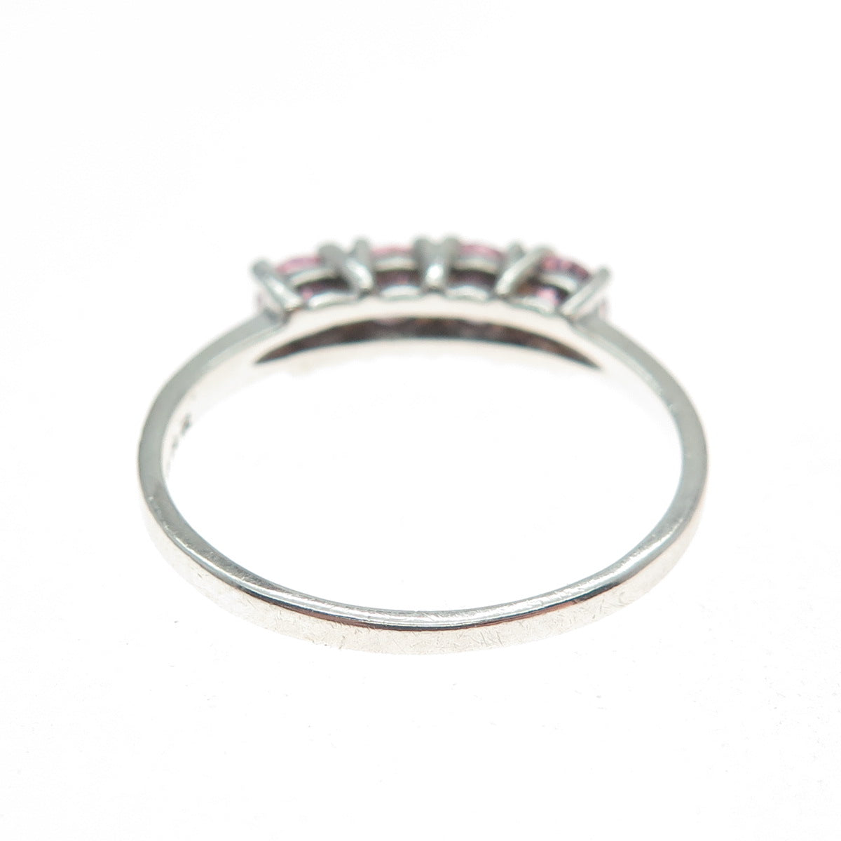 925 Sterling Silver Round-Cut Pink C Z Ring Size 10.25