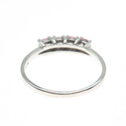925 Sterling Silver Round-Cut Pink C Z Ring Size 10.25