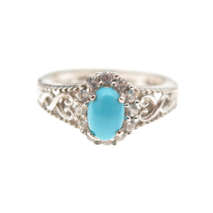 Chuck Clemency 925 Sterling Real Sleeping Beauty Turquoise Topaz Ring Size 5.25