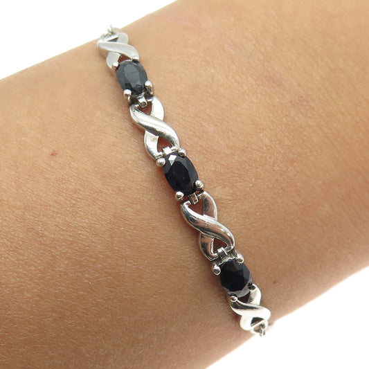DBJ DEE BERKLE 925 Sterling Silver Sapphire Infinity Adjustable Bracelet 6-9.75"