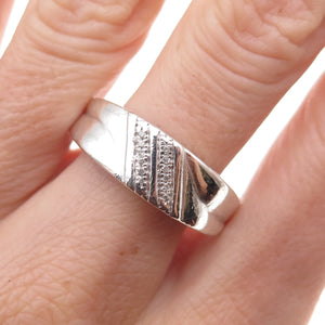 925 Sterling Silver Real Round-Cut Diamond Ring Size 10.5