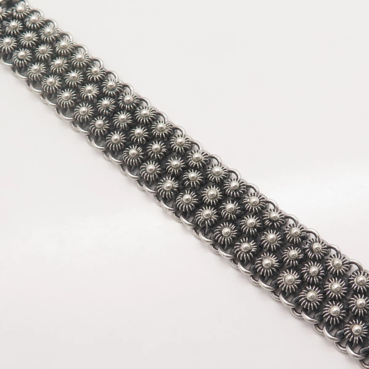 925 Sterling Silver Vintage Cannetille Floral Bracelet 7.25"