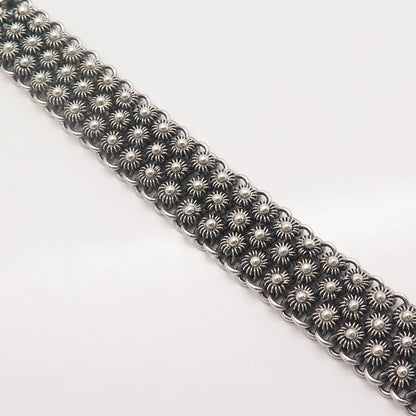925 Sterling Silver Vintage Cannetille Floral Bracelet 7.25"