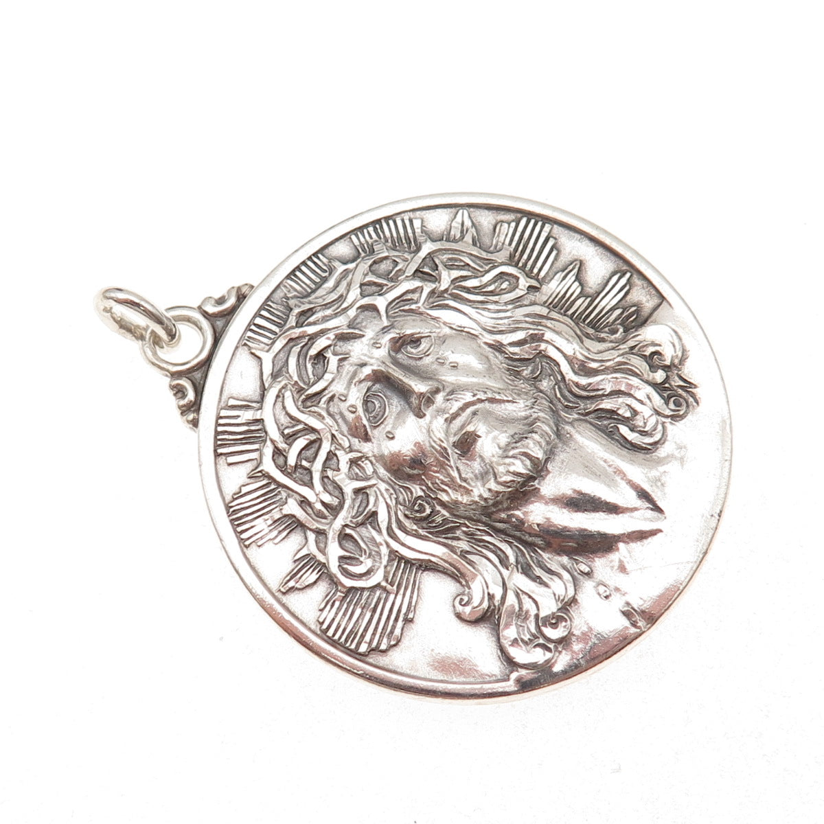 Creed 925 Sterling Silver Vintage Jesus & Our Lady of Guadalupe Pendant