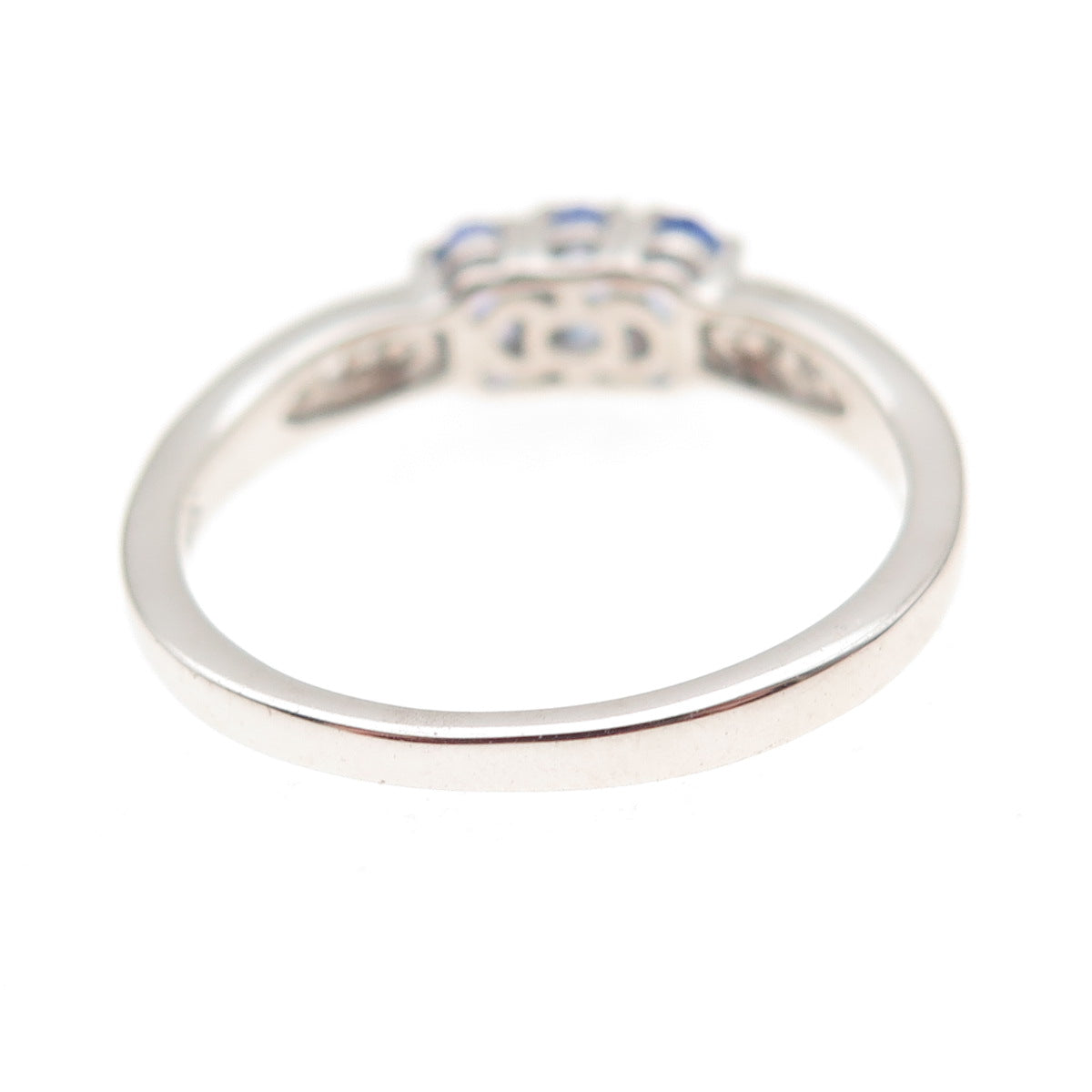 Chuck Clemency 925 Sterling Silver Real Tanzanite & White Topaz Ring Size 8.25