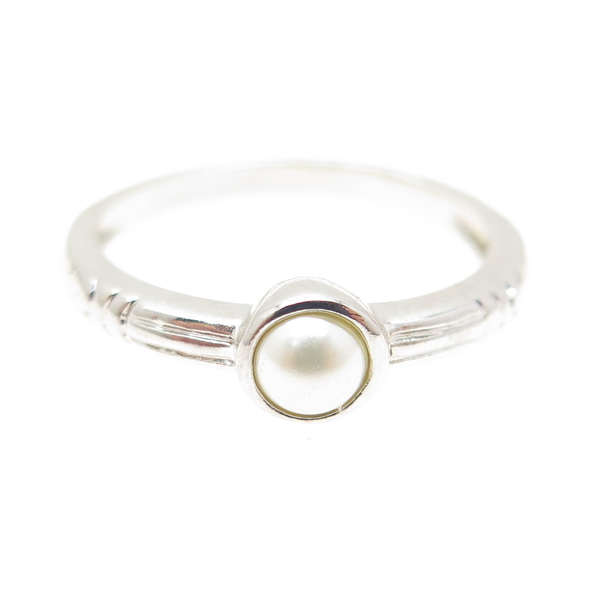 925 Sterling Silver Real Pearl Ring Size 6