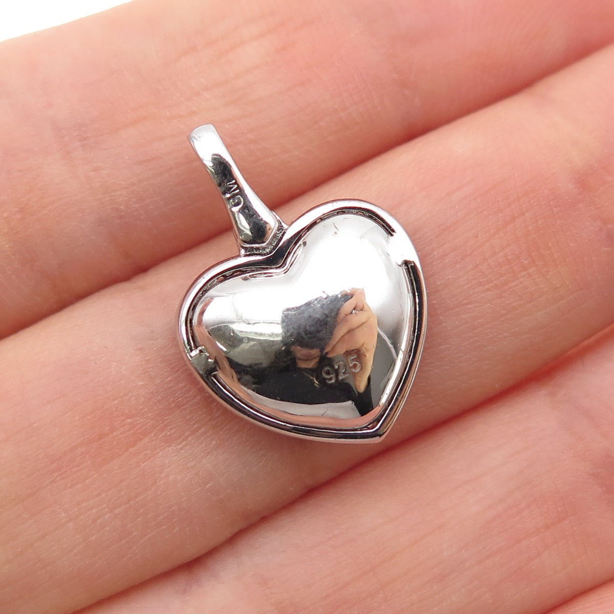 925 Sterling Silver Round-Cut C Z Swirl Heart Mini Charm Pendant