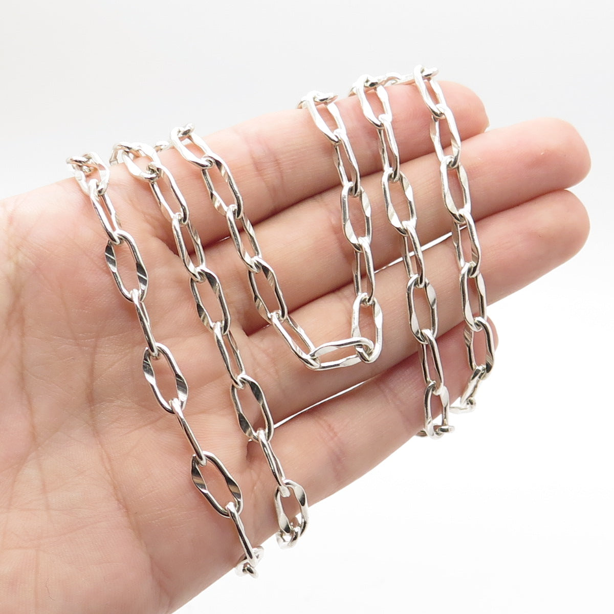 925 Sterling Silver Oval Chain Necklace 32"