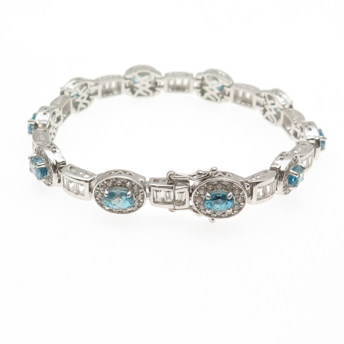 Carol Brodie MLD 925 Sterling Silver Real Blue & White Topaz Bracelet 7.25"