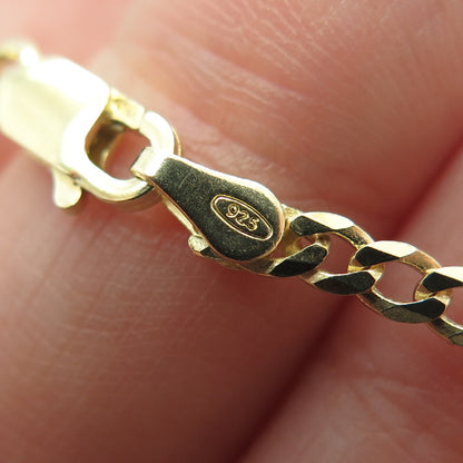 P. LUX 925 Sterling Silver Gold Plated Italy Curb Chain Necklace 16"