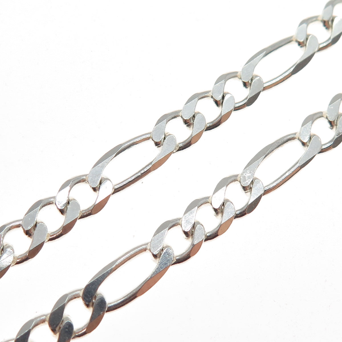 925 Sterling Silver Vintage Italy Figaro Chain Necklace 20"