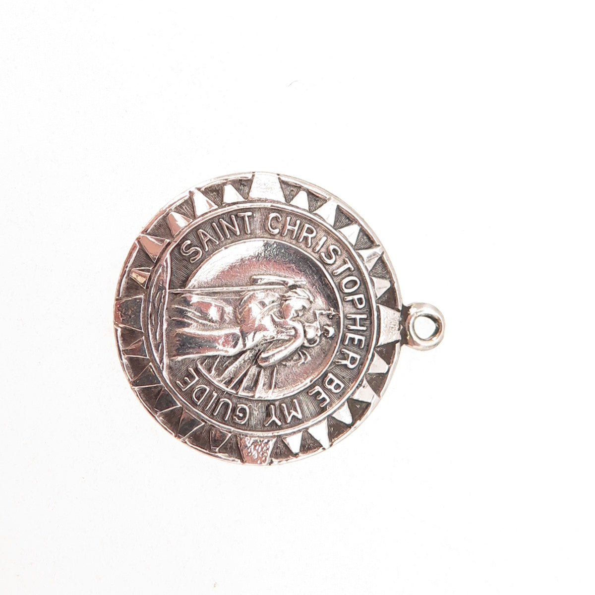925 Sterling Silver Antique Art Deco Saint Christopher Medal Charm Pendant