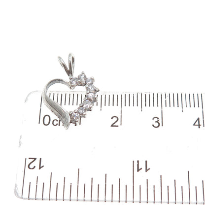 925 Sterling Silver Round-Cut C Z Heart Minimalist Charm Pendant