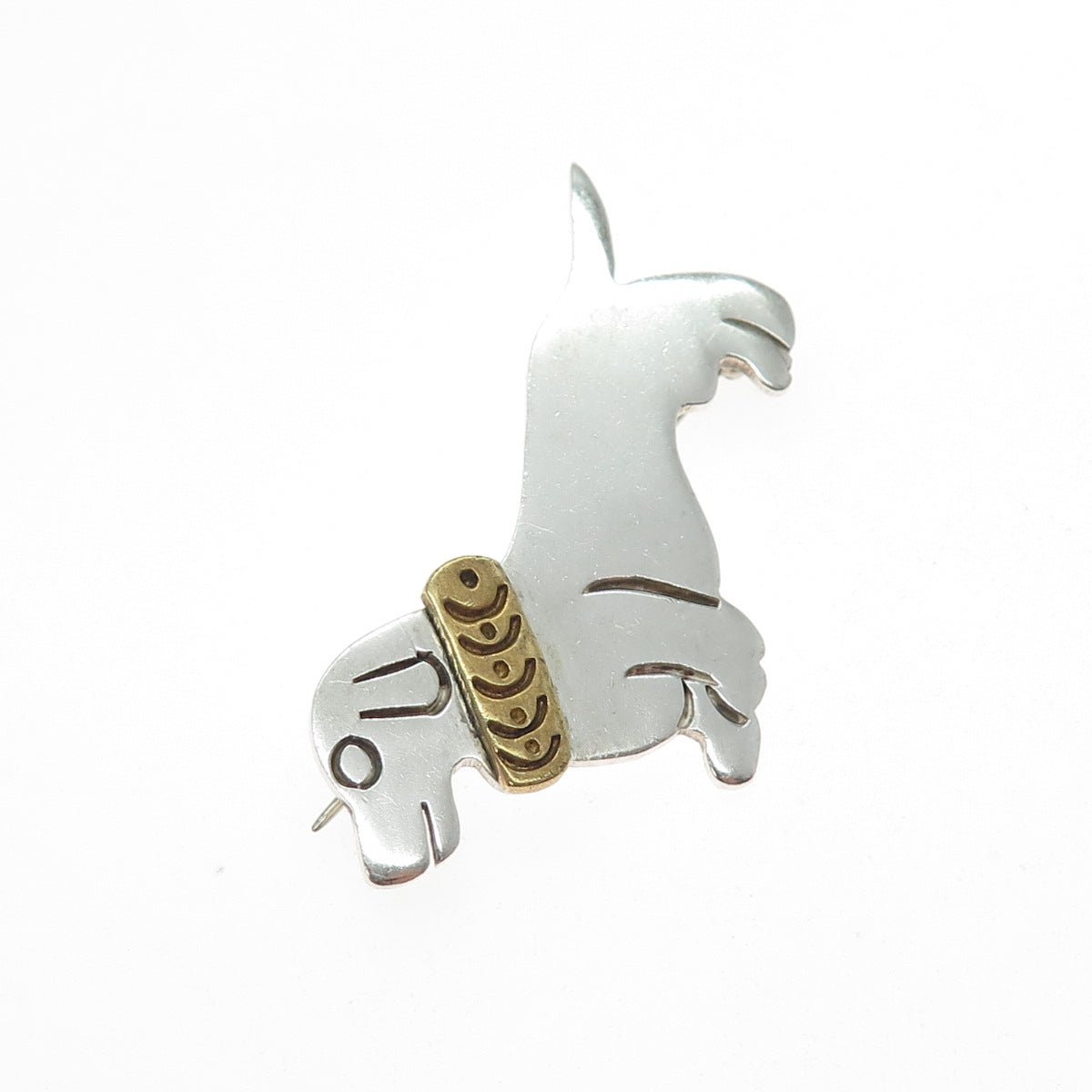 925 Sterling Silver 2-Tone Vintage Mexico Dachshund Dog Pin Brooch