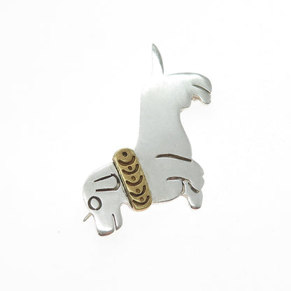 925 Sterling Silver 2-Tone Vintage Mexico Dachshund Dog Pin Brooch