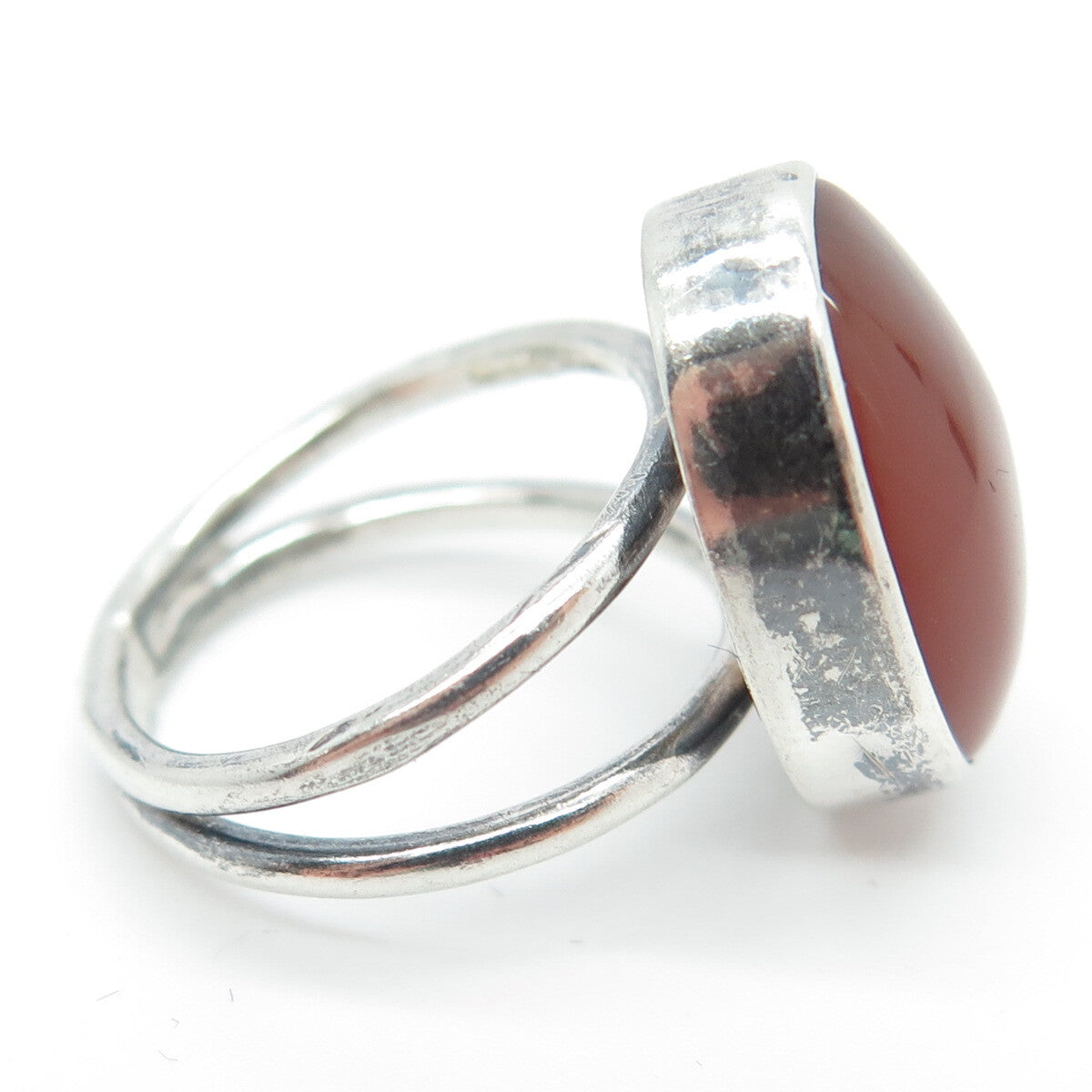 DAEDALUS LTD 925 Sterling Silver Vintage London Red Agate Gem Ring Size 4.75