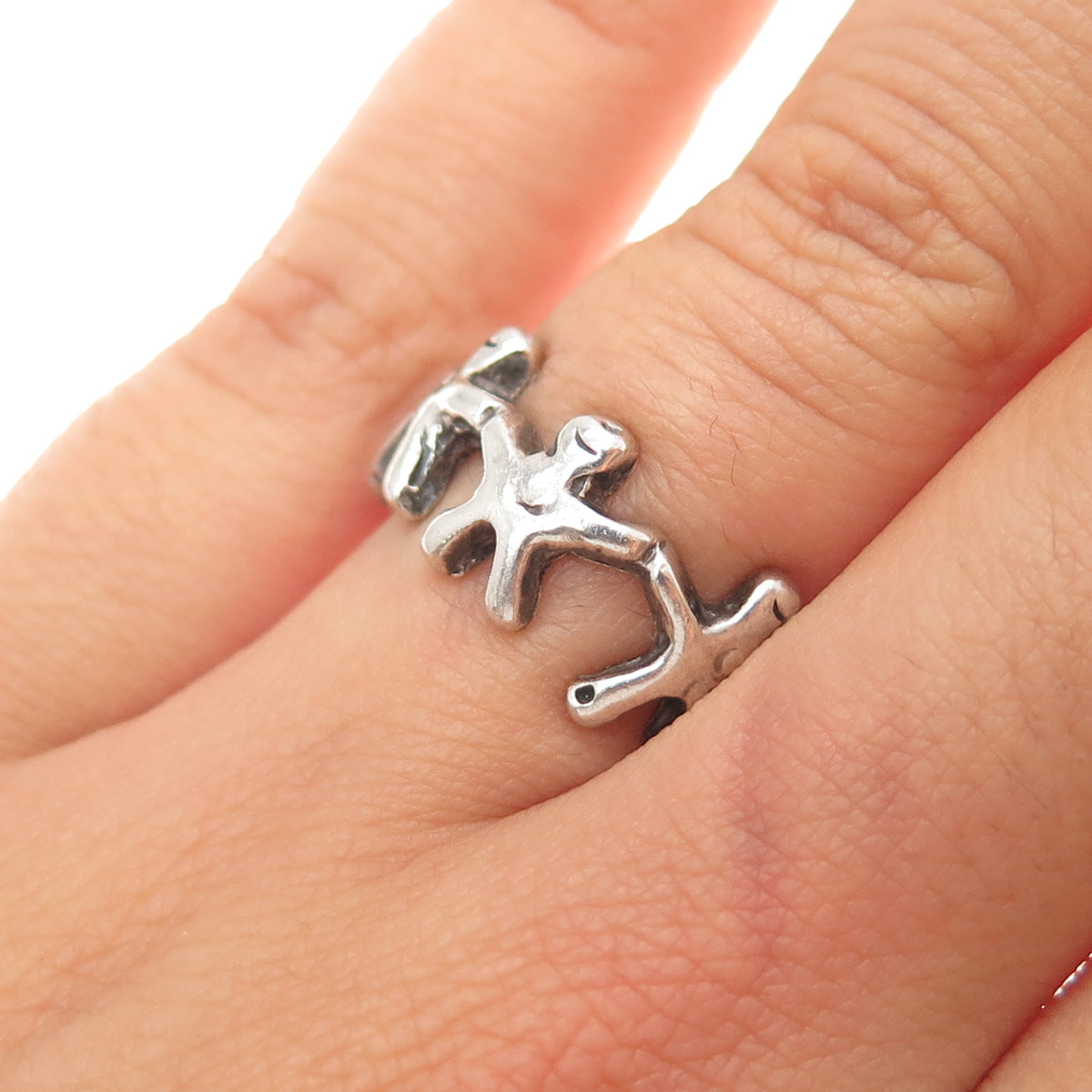 925 Sterling Silver Vintage EFS Mexico Children Oxidized Ring Size 5.5