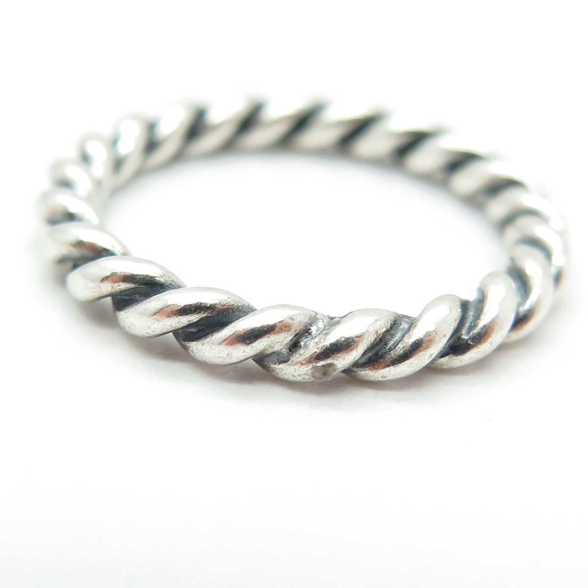 PANDORA 925 Sterling Silver Twisted Rope Oxidized Band Ring Size 8