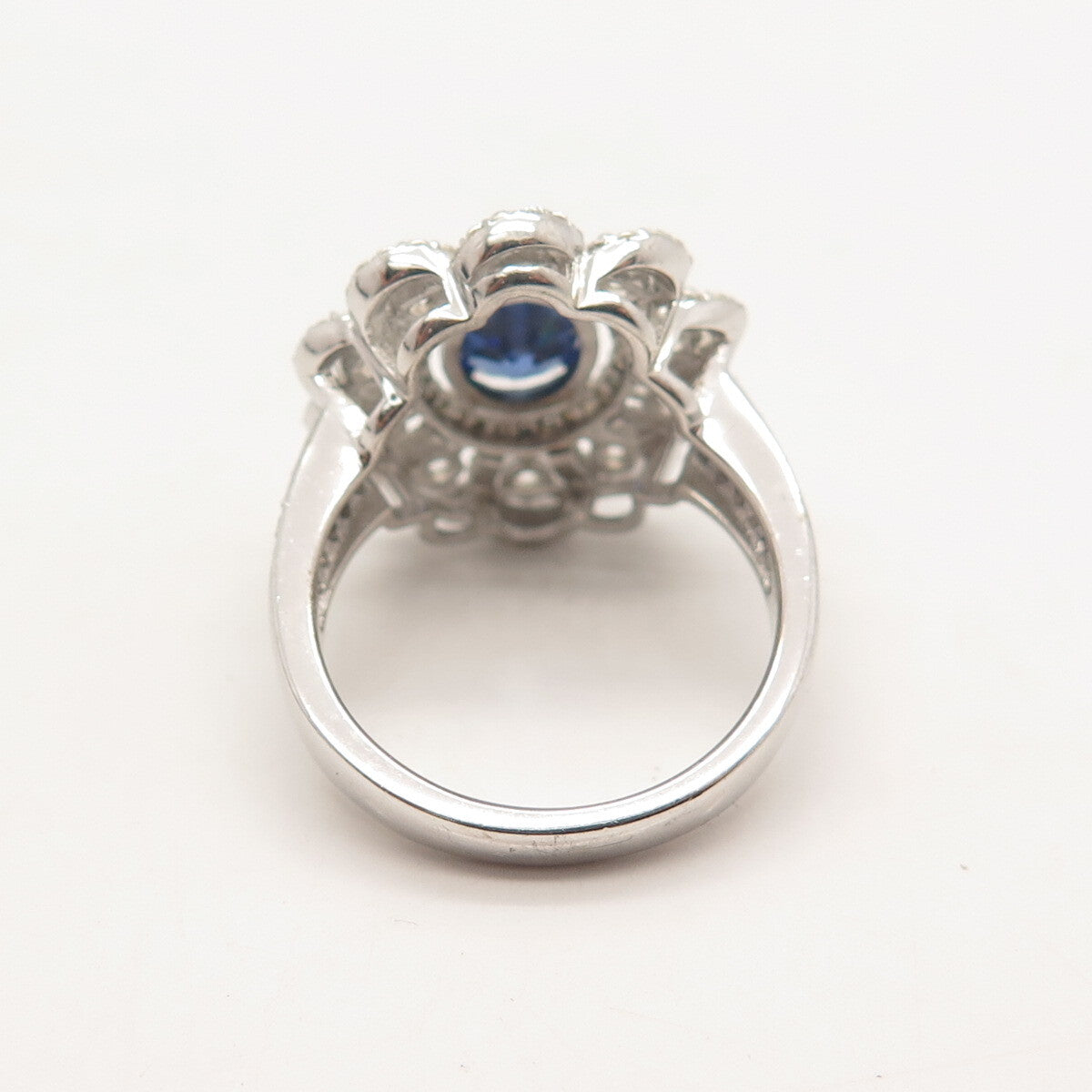 925 Sterling Silver PJC White & Blue C Z Ring Size 8
