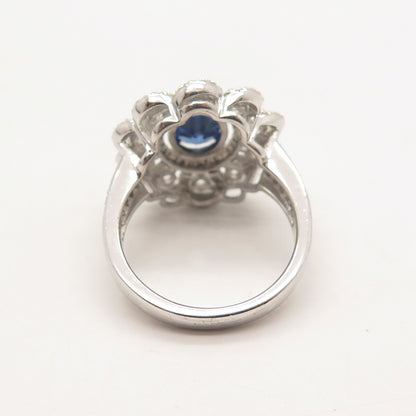 925 Sterling Silver PJC White & Blue C Z Ring Size 8