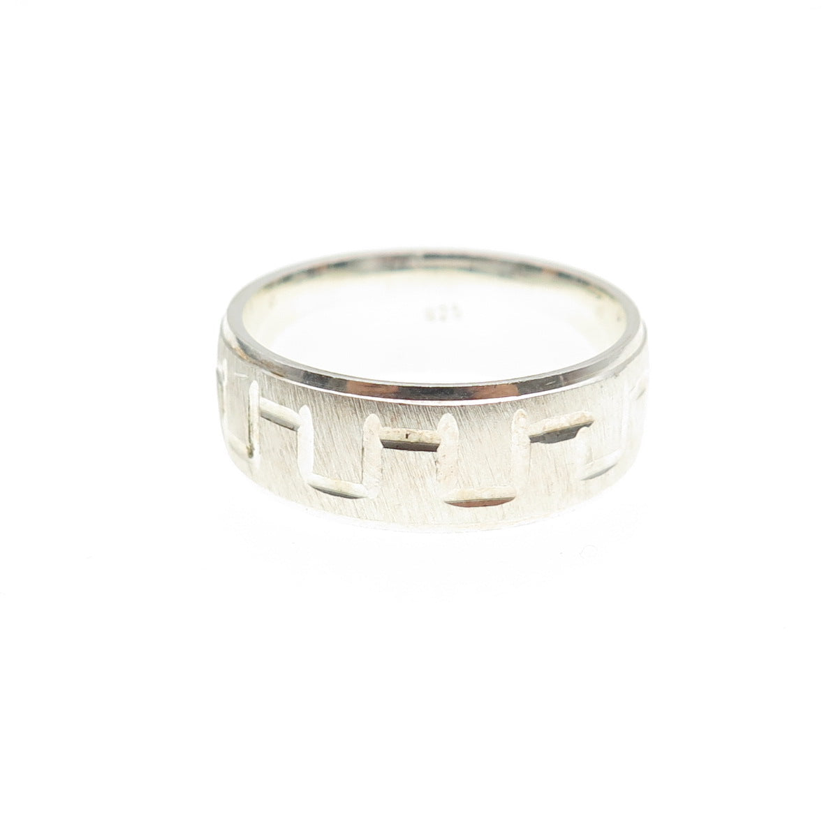 925 Sterling Silver Vintage Engraved Zig Zag Band Ring Size 9.25