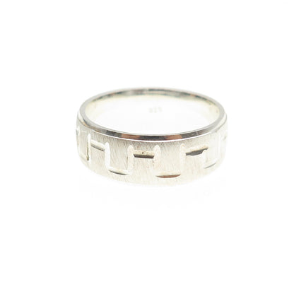 925 Sterling Silver Vintage Engraved Zig Zag Band Ring Size 9.25