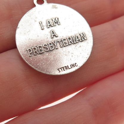 925 Sterling Silver Vintage Presbyterian Cross Medal Charm Pendant