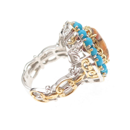 Michael Valitutti Gems En Vogue Sterling Turquoise & Spiny Oyster Ring Size 8.25