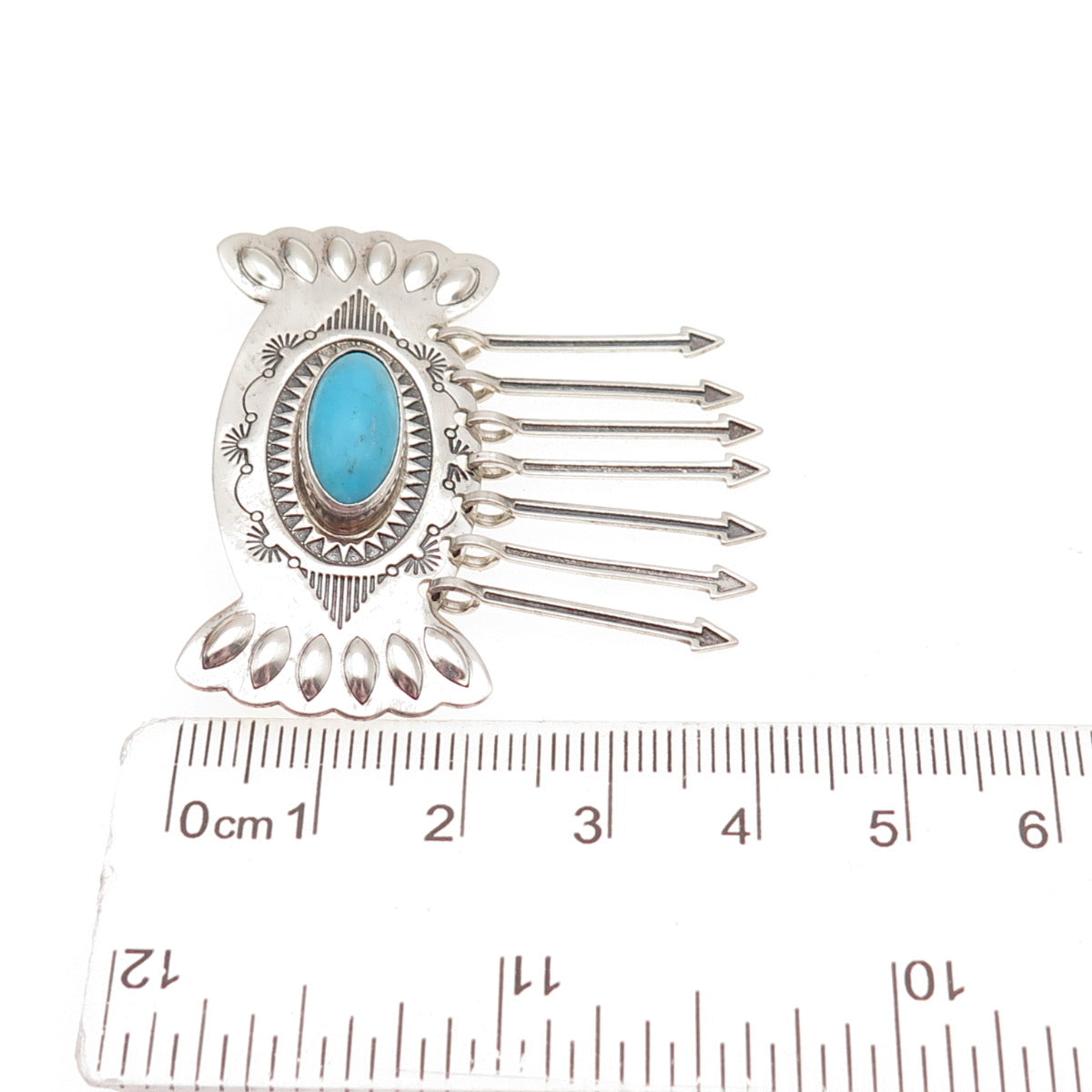 CAROLYN POLLACK Old Pawn 925 Sterling Silver Vintage Turquoise Arrow Pin Brooch