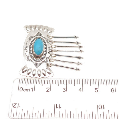 CAROLYN POLLACK Old Pawn 925 Sterling Silver Vintage Turquoise Arrow Pin Brooch