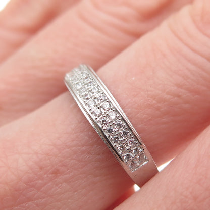 925 Sterling Silver Round-Cut C Z Sparkle Band Ring Size 7