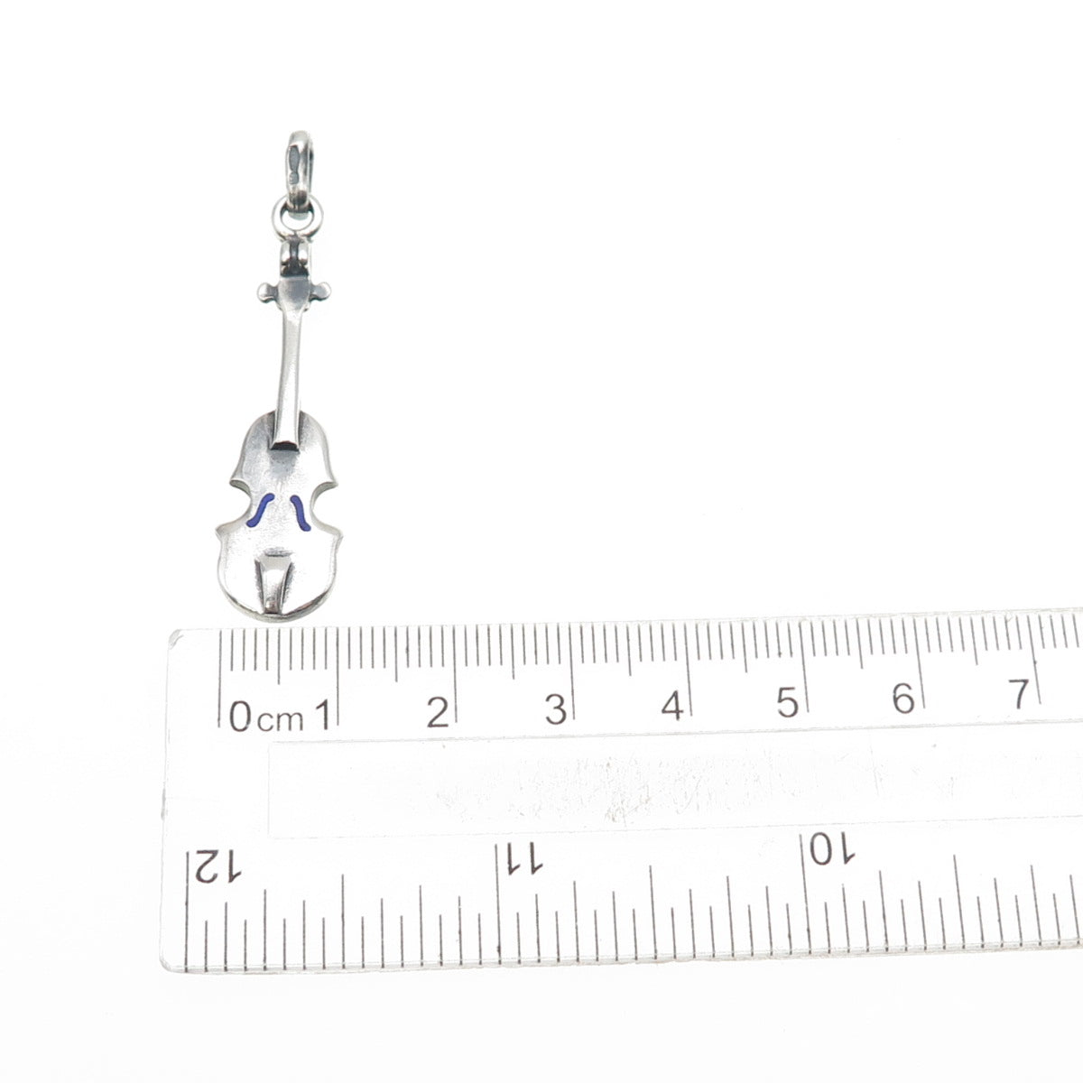 925 Sterling Silver Vintage Italy Enamel Violin Music Instrument Charm Pendant