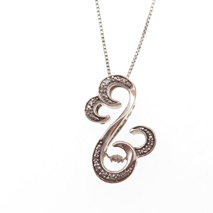 Jane Seymour 925 Sterling Silver Real Diamond Open Heart Box Chain Necklace 18"