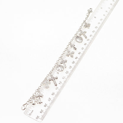 Jacmel Mauritius 925 Sterling Silver Vintage Cross Dangle Charms Bracelet 7.75"