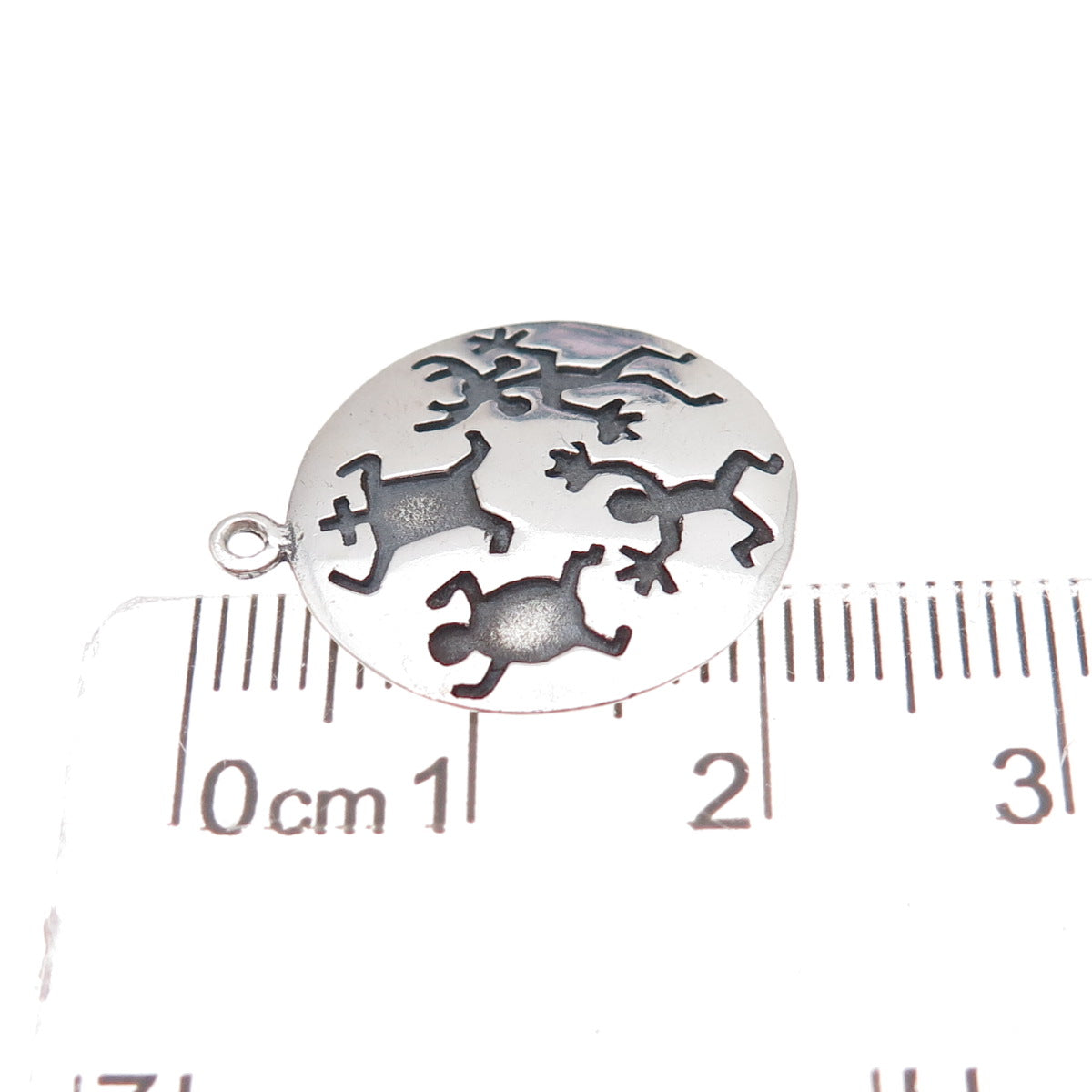 Phyllis Woods 925 Sterling Silver Vintage Ethnic Dancers Oxidized Charm Pendant